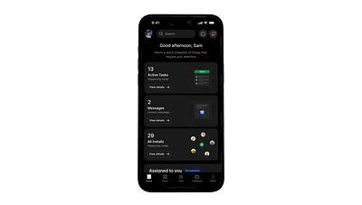 Home screen dark design home mobile ui