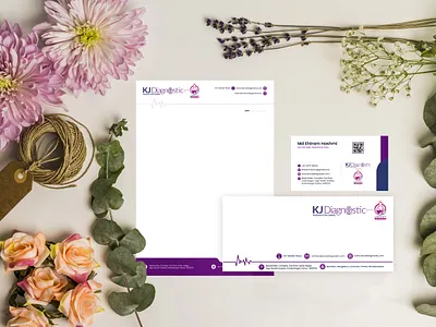 KJ Diagnostic Stationery Design branding design graphic design illustration logo stationery design