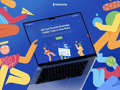 Freedcamp-UI/UX Design for Project Management Platform b2b clean illustrations management minimal saas tasks team management web design website