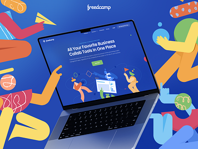 Freedcamp-UI/UX Design for Project Management Platform b2b clean illustrations management minimal saas tasks team management web design website