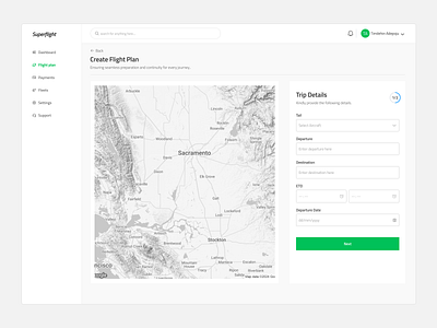 Super Flight - Create flight plan screen. design ui ux webapp