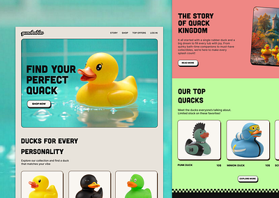 Quackables ecommerce homepage landingpage shop ui design webdesign website