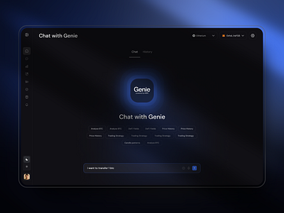 AI Crypto Chat Bot Interface ai agent blockchain chat bot chat gpt dark design ui design web3