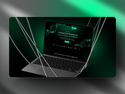 Bio Hacking Landing Page Concept bio hacking branding coachíng concept design dark design dna fitness app fitness coach fitness landing page fitness website floating navigation gradients green header health website landing page ui ui design ux velour