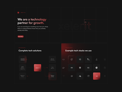 Xelerit - bento 🟥 bento bentobox cards dark darkmode design illustration lights red technology ui webdesign