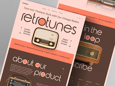 Nostalgix Retro Radio Landing Page design e commerce homepage instrument landing landing page minimal design product radio retro shop shopify trypography ui uiux ux vintage web web design