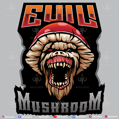 Mushroom evil mascot t shirt illustration design apparel demon evil mascot mushroom tshirt