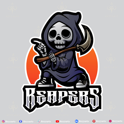 Cute grim reapers mascot t shirt illustration design apparel artwork branding character clothing cute demon design esport funny grim illustration kawaii logo mascot reapers reyyarts skeleton skull tshirt