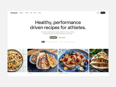 Recipe platform hero section food recipes web design webflow