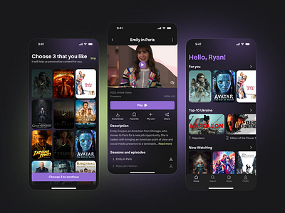 Video Streaming App app case study dark mode design ios mobile app movie platform product design purple streaming typography ui uiux ux video