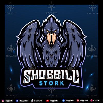 The Shoebill stork bird character mascot t shirt illustration de angry apparel artwork bird branding cartoon clothing design esport fashion illustration logo mascot reyyarts shoebill stork tshirt vector