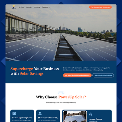 Power Up Solar ⚡ | Commercial Solar Company Website Design commercial solar landing page minimalistic modern solar solar company website solar energy solar energy website solar website solar website design ui web design website website design