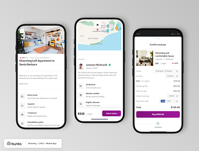 App UX/UI Design: Bunks Vacation Rentals accommodationapp bookingapp cleanui communityapp minimaldesign mobileappdesign moderndesign searchinterface travelapp uidesign userfriendly uxdesign