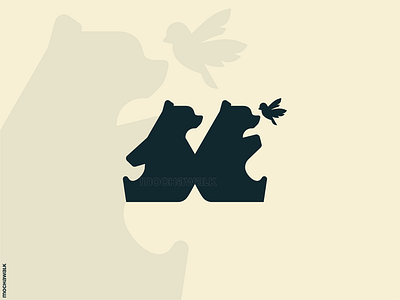 Twin Bear adorable animal bear bird illustration logo logodesign logomark playing twin wildlife