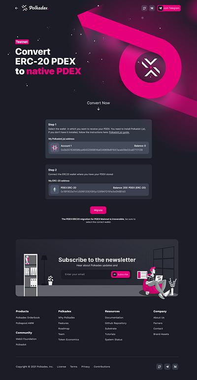 Old Designs: Polkadex Migration Page responsive design