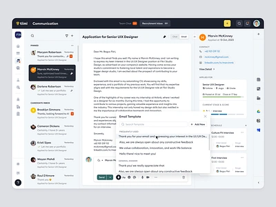 Tiimi: Recruitment Inbox for SaaS HR Management Platforms candidate chat company employee hiring hr hrd hrm hrms hrs inbox job message product design saas saas design team management ui ux web design