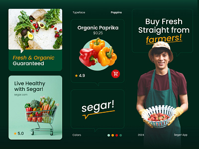 Segar - Organic Food Brand agency agriculture book brand branding business card design food fruit graphic design green guideline illustration logo organic ui