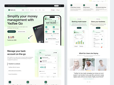 Yadfae Go - Digital Wallet Landing Page bank account business payment digital bank digital wallet expense tracker finance financial management financial service fintech international transfer landing page money analytics money management money saving money transfer payment gateway stc pay transaction virtual card