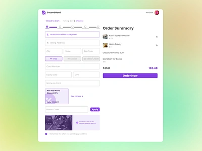 Daily UI Day 2 - SecondHand Checkout app checkout credit dailyui design logo page secondhand ui ux