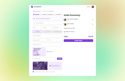 Daily UI Day 2 - SecondHand Checkout app checkout credit dailyui design logo page secondhand ui ux
