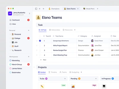 Task Management Dashboard App app cansaas clean dashboard design interface organize product design productivity productivity app productivity dashboard project saas saas website task task management task tracking ui ux workspace