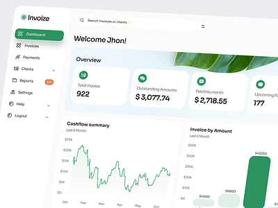 Invoize - Payment Invoice Dashboard Overview clean dashboard dashboard dashboard development financial financial dashboard frontend invoice invoice dashboard invoice payment payment payment dashboard ui uiux web design