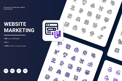 Website Marketing Icon Pack advertising business development icon icon design icon pack icon set marketing technology ui ux website