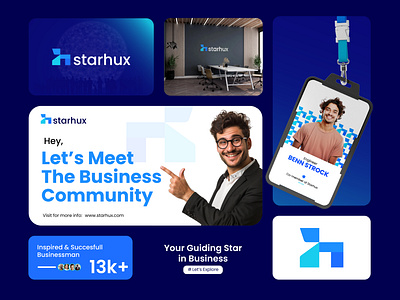 Starhux Branding | Community for Business People brand brand designer brand guidelines brand identity branding business logo community graphic design h logo identity logo logo design logo type logomark modern logo rebranding redesign star logo