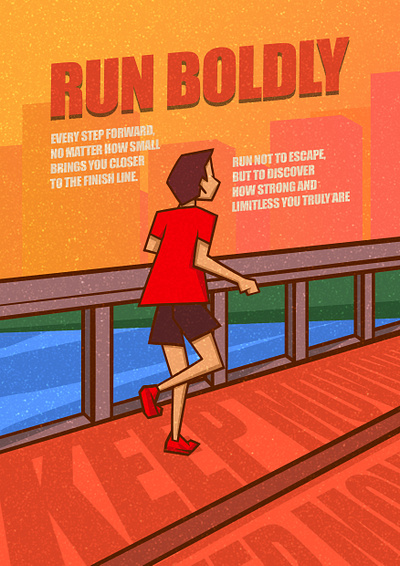 RUN BOLDLY artwork book cover design digital drawing flat graphic design illustration poster runner running wall art