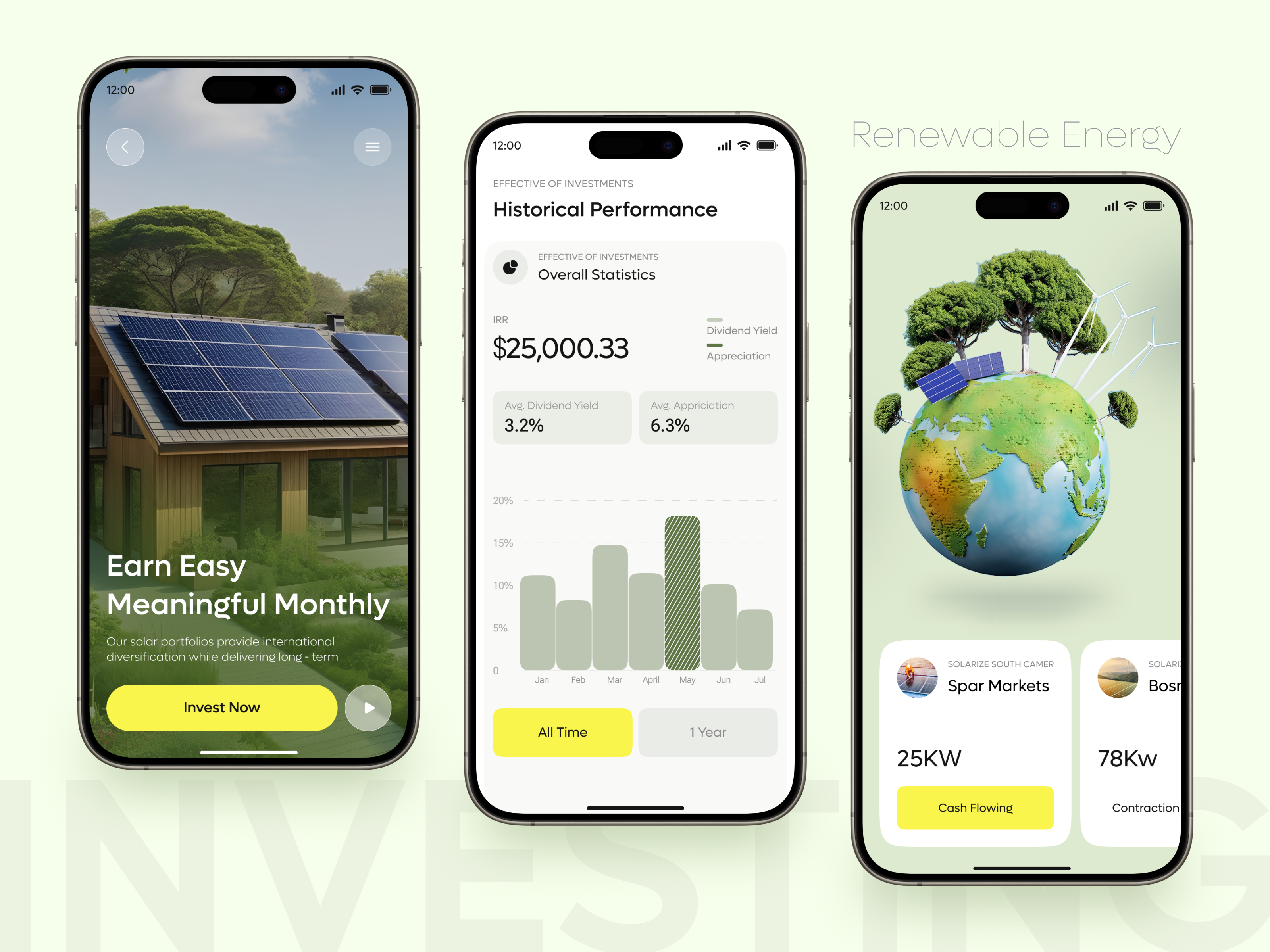 Energy Investing Mobile App alternative energy app design eco friendly energy green energy homieslab invest invest app management mobile app product design inspiration renewable renewable energy saas solar panels solar system sustainable technology turbine wind turbine