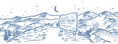 Lost Friend Brewing Loyalty Club Illustration brewery craft beer drinkware glassware illustration landscape lineart merch procreate