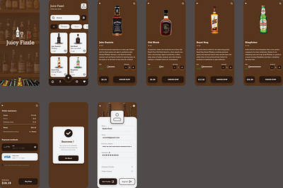 Juice Fizzel a beer e-commerce company app UI branding graphic design ui