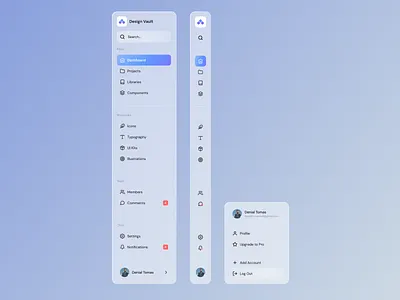 Sidebar Navigation Menu app brand components dashboard design glassui illustration ios logo menu mobile modern navigation popup profile sidebar ui ux webapp website