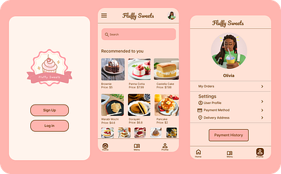 Fluffy Sweets – Case Study: A Delightful Dessert Ordering App product design ui ux