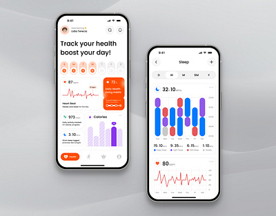 FitTrack - Health Monitoring App calories daily design graphic graphic design habits health healthtrack illustration mobile sleep track ui uiux ux