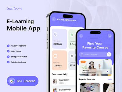 E-Learning App Design app best design chat clean design courses design education app elearning app learning app live class mentor mobile app online courses product student study app ui ui design ui kit uiuxdesign