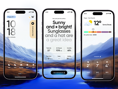 ForecastFit - Weather Mobile App Concept application clean cloudy fashion fit forecast icons interface minimal mobile app rain smart app sunset temperature ui ux weather