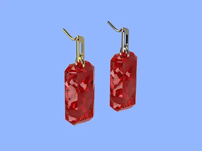 Earrings-Gold/Platinum and Ruby 3d 3d model 3d rendering design fashion jewelry model rendering