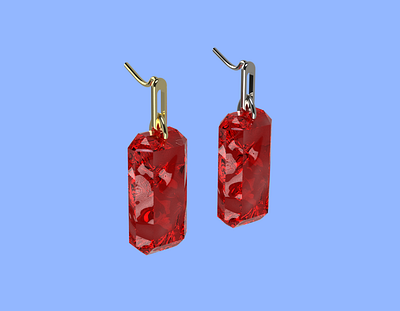 Earrings-Gold/Platinum and Ruby 3d 3d model 3d rendering design fashion jewelry model rendering