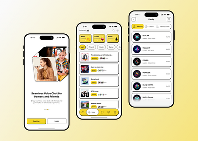 Voice Chat & Gaming Mobile App app design chat design gaming ios mobile app mobile gaming page redesign ui ux voice chat voice page