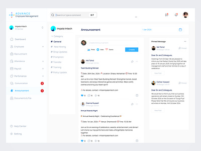 A One-Stop Fix for Fast, Clear Announcements HR Management app ui ux company app company dashbaord dashboard design dashboard ui ux design employee app employee management app employee software hr app hr management hr software notice board app payroll ui ui ux design user experince user interface ux web app ui ux