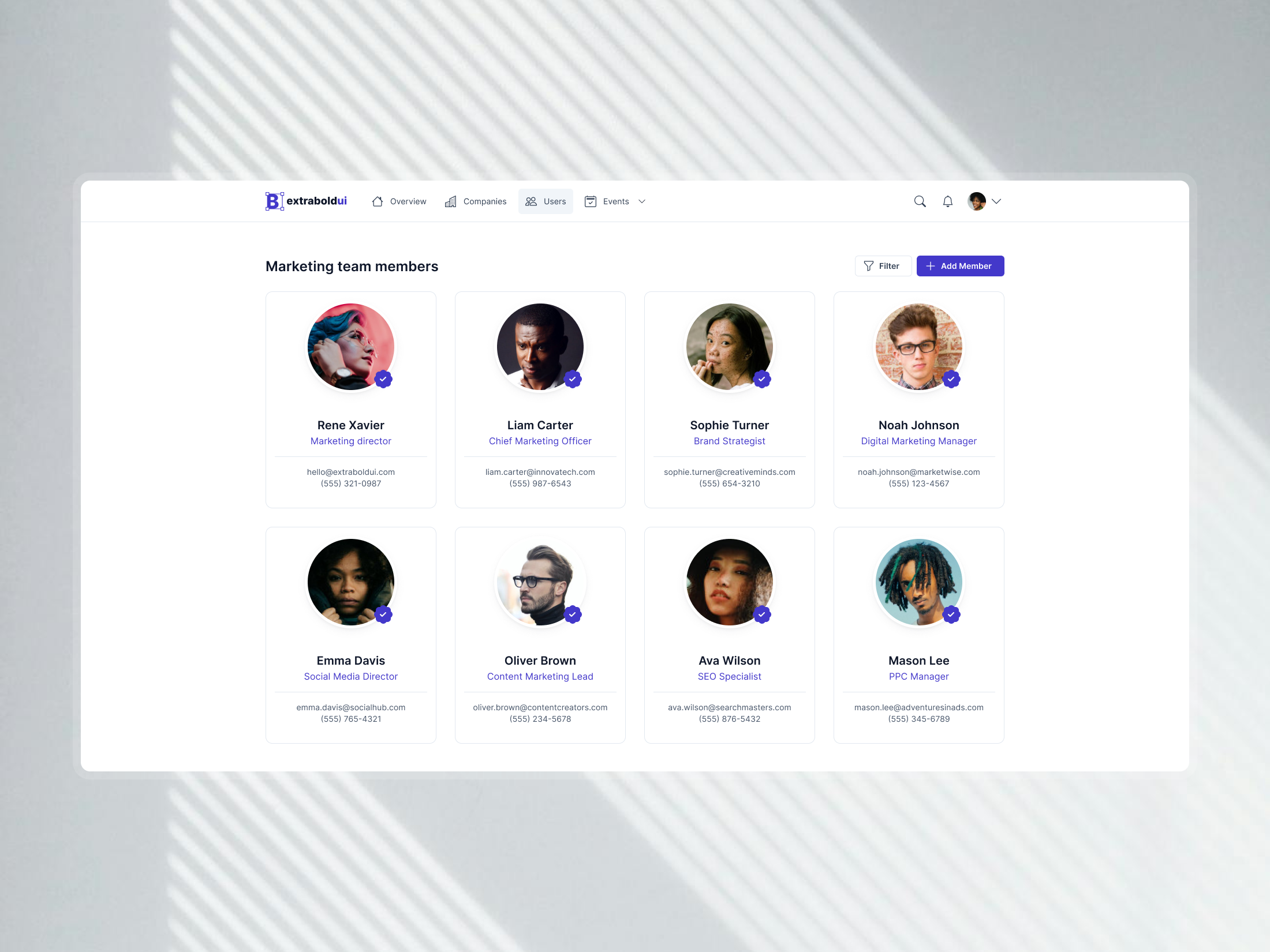 Example of Dashboard [02] - Team members