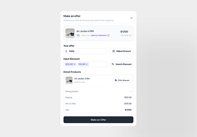 Make an offer 🏷️ 🛒 amount button cart clean design europe indonesia designer logo modal money neat offering product purchase shopping shops ui uidesign ux
