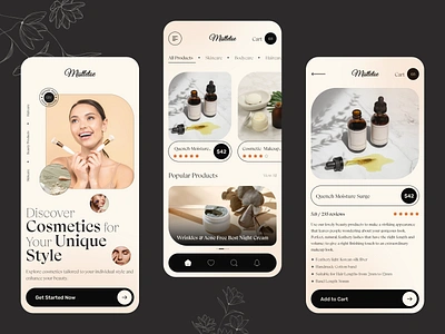 Modern Skincare eCommerce App Design app design app development beauty beauty products bodycare branding cosmetics cosmetology app ecommerce graphic design luxury app makeup mobileapp shopping app skincare skincare app ui ux