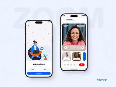 ZOOM-Video Confarence Mobile App ios app live meeting meeting meeting room mobile app mobile app design mobile design mobile ui online meeting schedule meeting ui ui ux video call app video coference videochat welcome zoom zoom app zoom mobile app zoom redesign