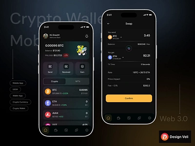 Cryptocurrency Mobile Wallet awsmd blockchain blockchain app coin crypto crypto swap cryptocurrency app exchange fintech icon investment mobile app mobile finance payment app solana startup swap token wallet