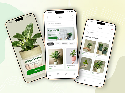 Plant App UI Design - Modern & Minimalistic 🌱 aamamun branding design fresh design graphic design home decor interior mobile app design mobile app ui mobile ui online plant plant app ui uiuxdesign