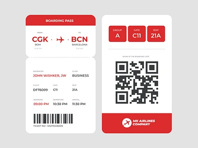 Flight Ticket & Boarding Pass V2 UI Design Concept adobe xd design app aviation ticket boarding pass design branding design figma flight flight booking flight confirmation flight details flight ticket ui illustration ticket ticket design ui ui design ui ux ux web