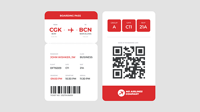 Flight Ticket & Boarding Pass V2 UI Design Concept adobe xd design app aviation ticket boarding pass design branding design figma flight flight booking flight confirmation flight details flight ticket ui illustration ticket ticket design ui ui design ui ux ux web