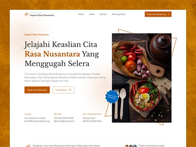 Dapoer Rasa Nusantara - Indonesia Traditional Food Restaurant authentic branding culinary culture dailyui exploration food home page indonesia landing page main page nusantara responsive restaurant traditional traditional food ui design web design web design inspiration